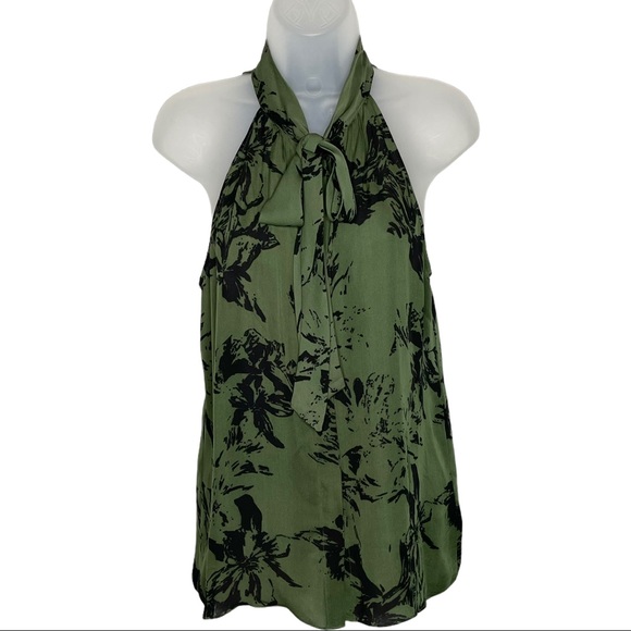 SOLD Parker Brantling olive & black silk halter blouse - Picture 2 of 7